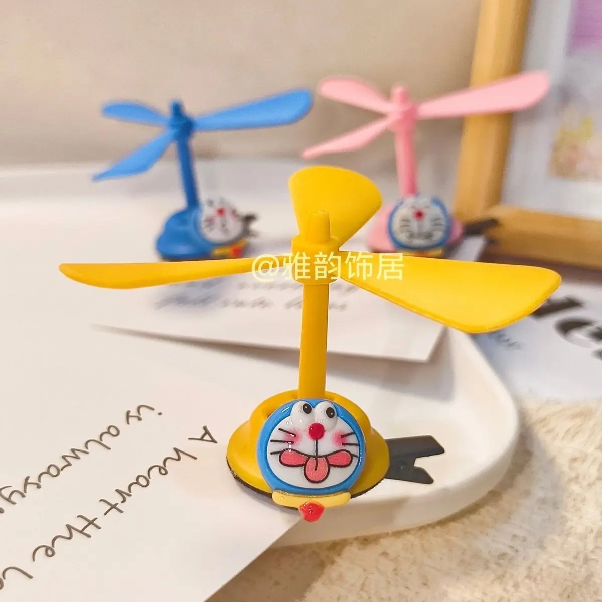 Rotating Windmill Fan Hair Clips, Doraemon Bamboo Dragonfly Novelty Headwear, Funny Cosplay Props, Cute Presents for Friends