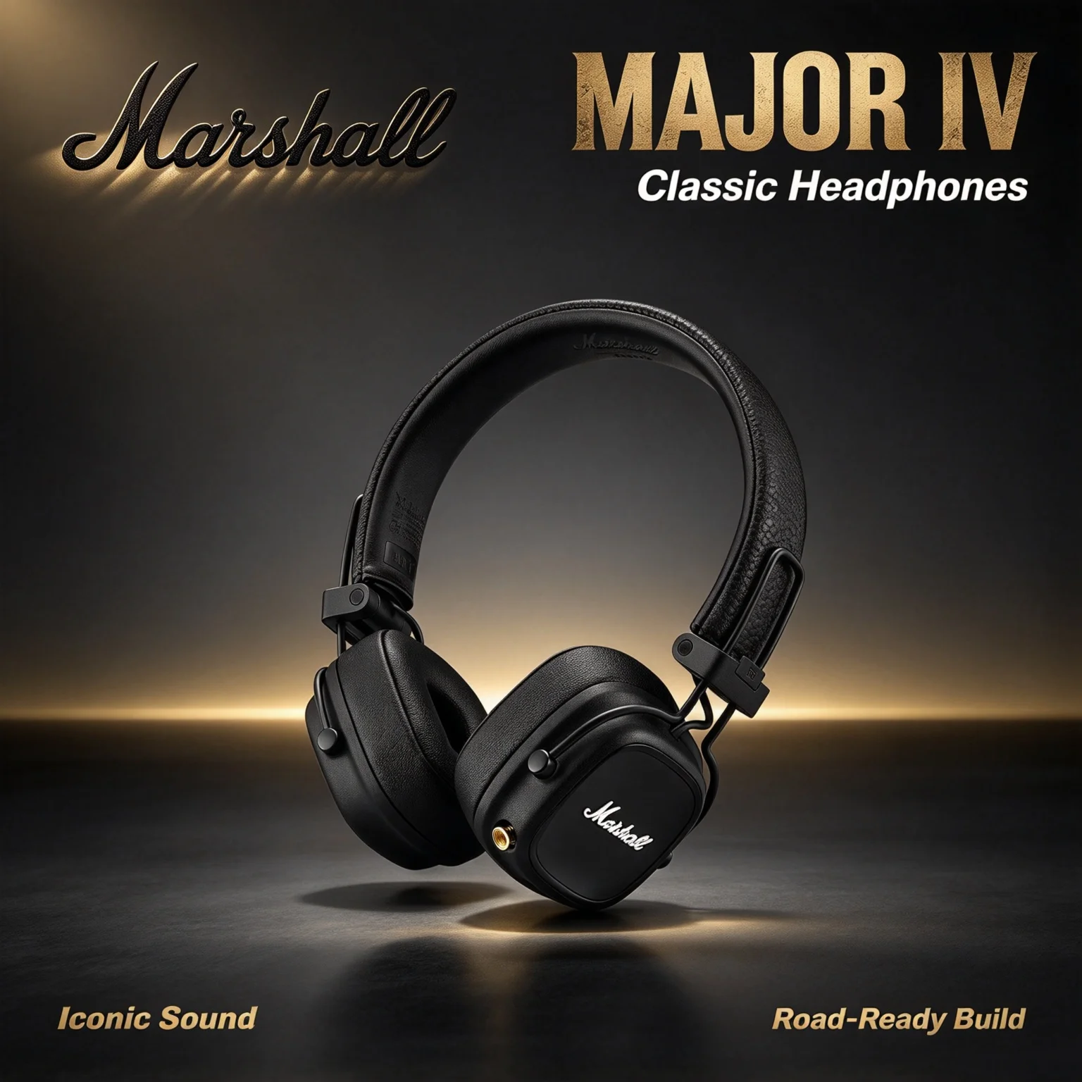 Marshall MAJOR IV Bluetooth On-Ear Headphones, Tuned Bass Performance, Soft Cushions, Portable Foldable Structure for Travel
