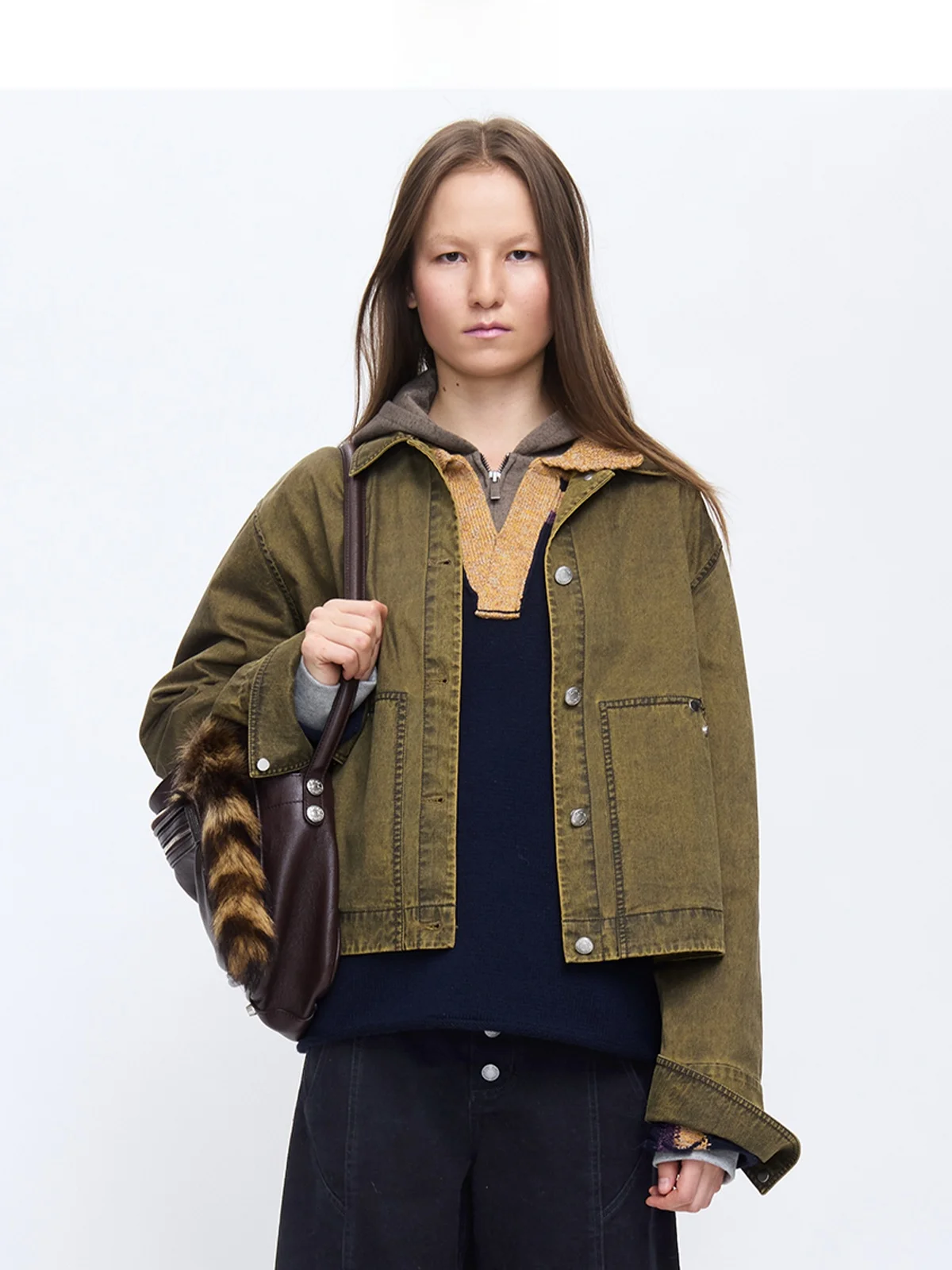 

Пальто Sagestudio Casual Thin Outerwear Enzyme Washed Field Brown, женское, хлопковое, с длинными рукавами, приталенное, для весеннего сезона