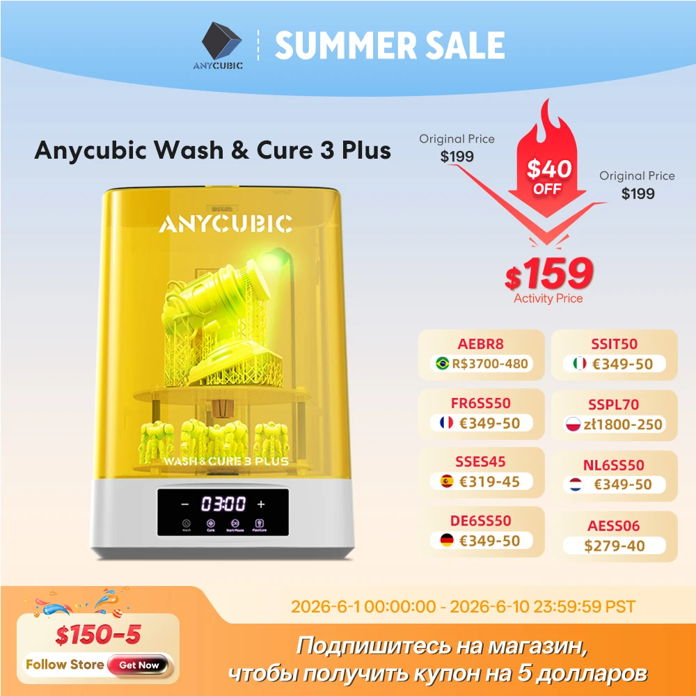 

ANYCUBIC Wash & Cure 3 Plus Washing Curing 2 in 1 Machine For 12K Mono M5s 6K Mono X 6Ks LCD 3D Printer 3D Printing Models