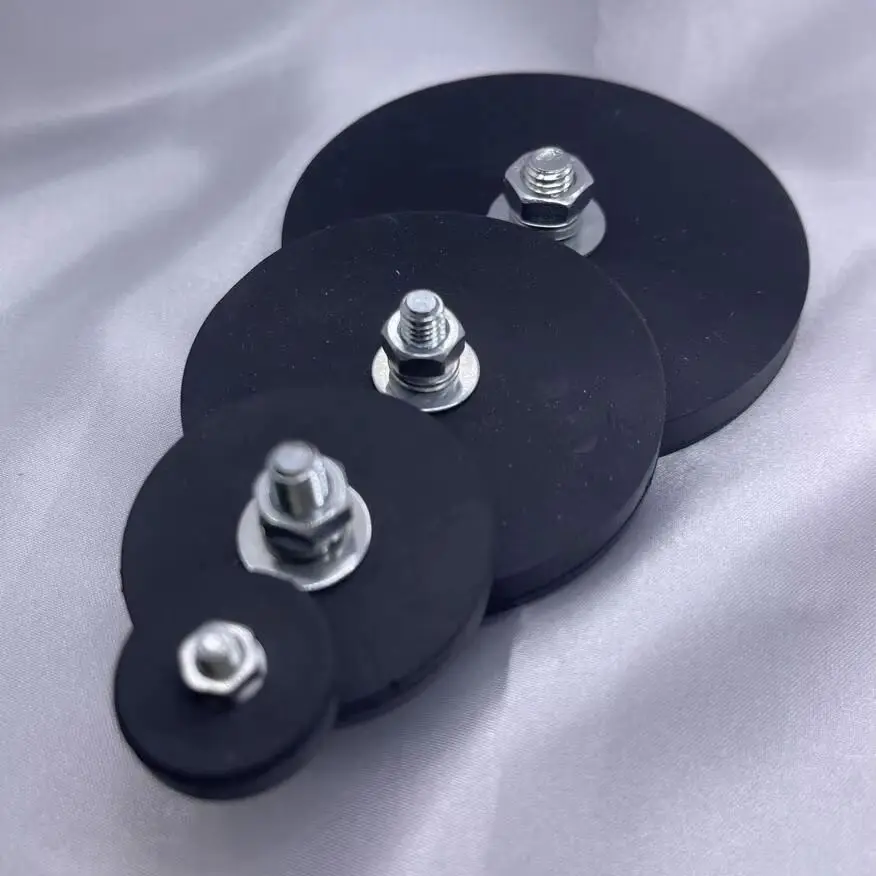 Aimant en néodyme D22 ~ 88mm, revêtement en caoutchouc, Base magnétique, support de montage à filetage plat pour bateau, barre lumineuse LED pour voiture