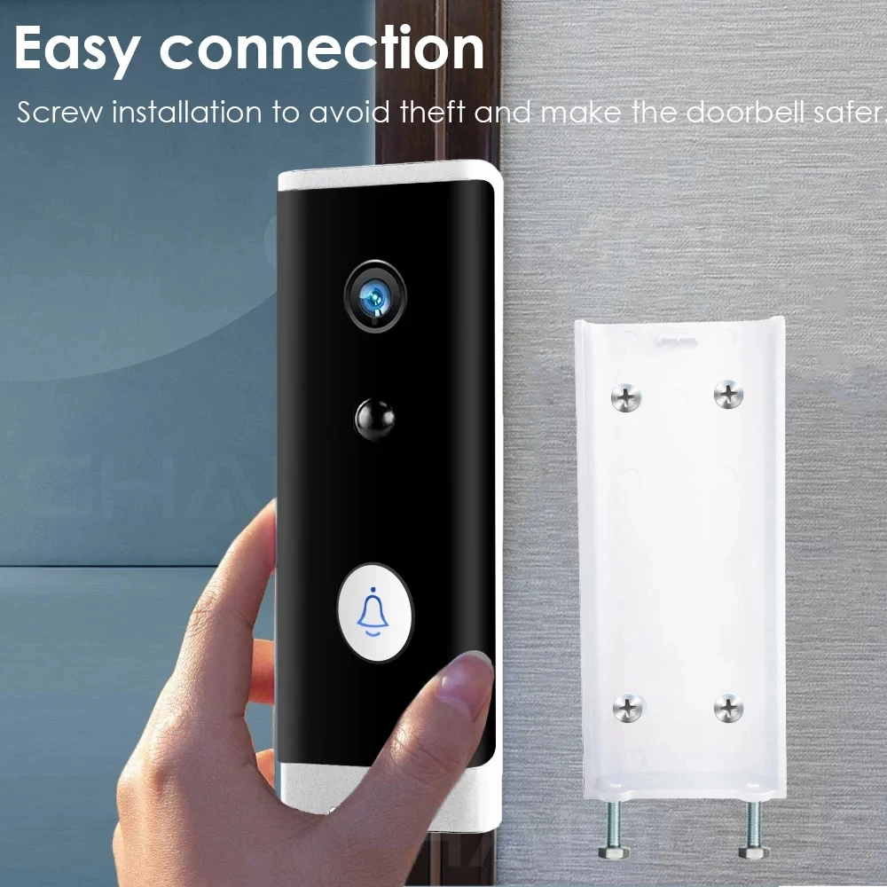 Tuya-Campainha Doméstica Inteligente Sem Fio com Vídeo WiFi, Campainha Intercomunicador, Câmera de Segurança Externa, 1080P, Casa Chime