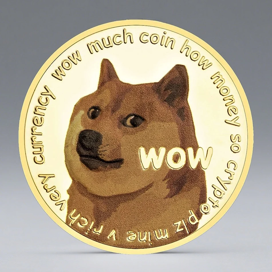 Dogecoin Gold Plated Commemorative Coin in Doge We Trust Badge Collectible Gift Cryptocurrency Coin