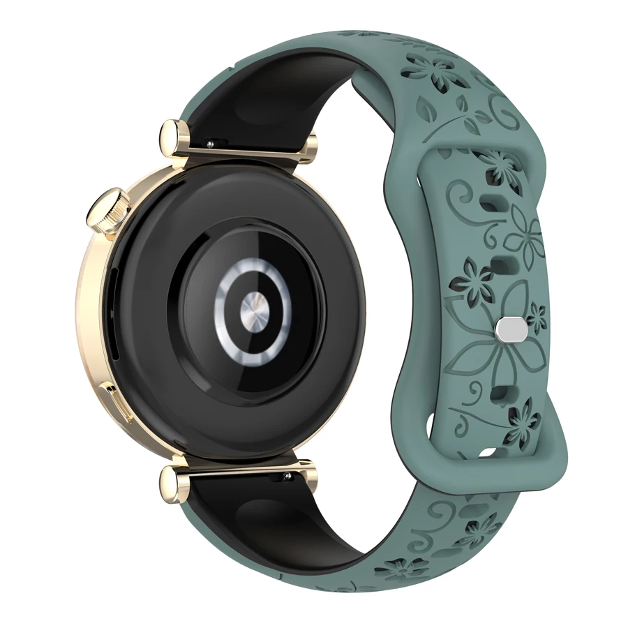 3D Siliconen Gesneden Bloemen Horlogeband Strap 18mm 20mm 22mm Quick Release Smart Horlogeband Voor Xiaomi HUAWEI Samsung Horlogeband
