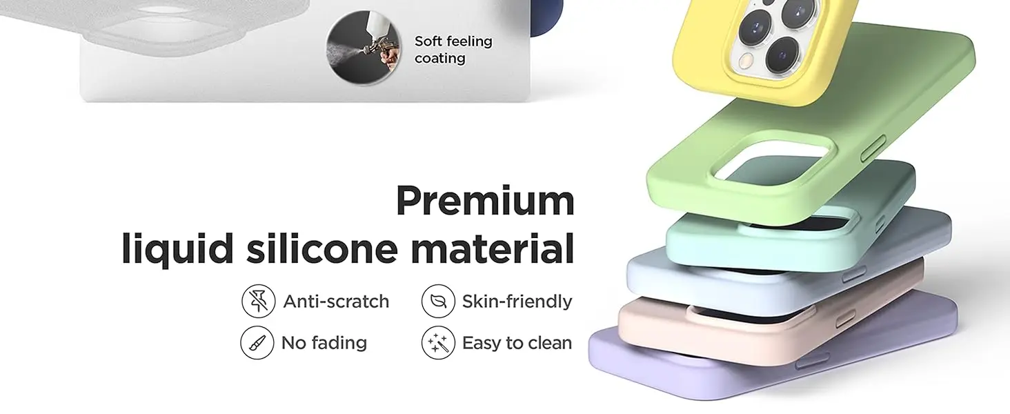 Vollflächige Flüssigsilikon-Hülle für iPhone 15 Pro Max 14 13 12 11 mit Mikrofaser-Futter Stoßfeste Schutzhülle – Detail 2