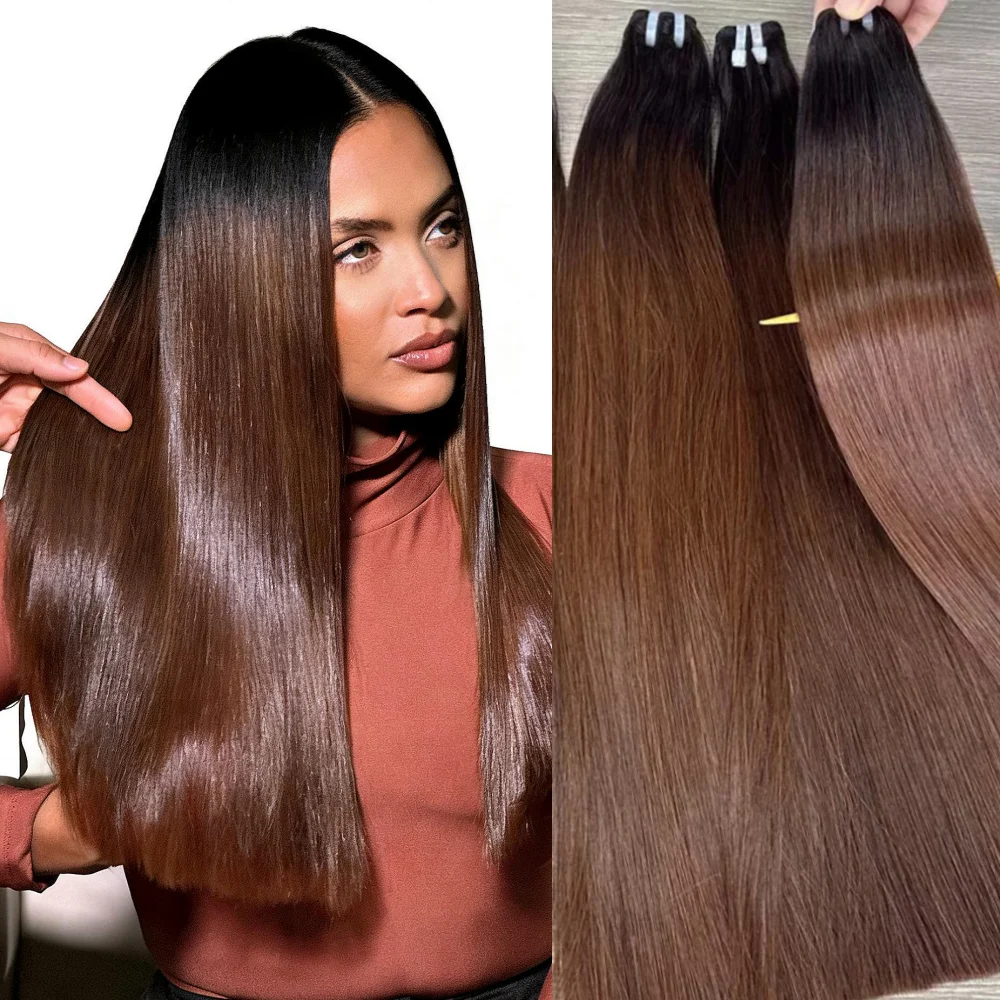 

20A Brown Color Double Drawn Straight Bundles 100% Unprocessed Human Hair Quality Weaving Extensions On Sale Millionaire Queen