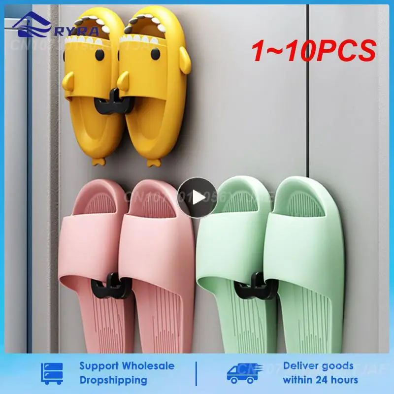 1~10PCS Punch-free Slipper Rack Bathroom Bedroom Wall Drainage Rack Storage Shoe Rack Press Type Shoe Brush Wall Mounted Slipper