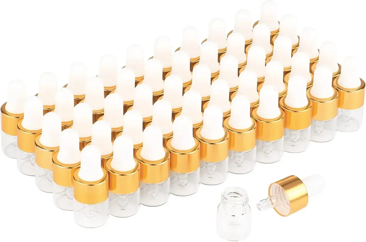 50 Pcs Clear Glass Dropper Vails 1ml Mini Essential Oils Sample Dropper Bottles For Traveling Essential Oils Perfume Cosmetic