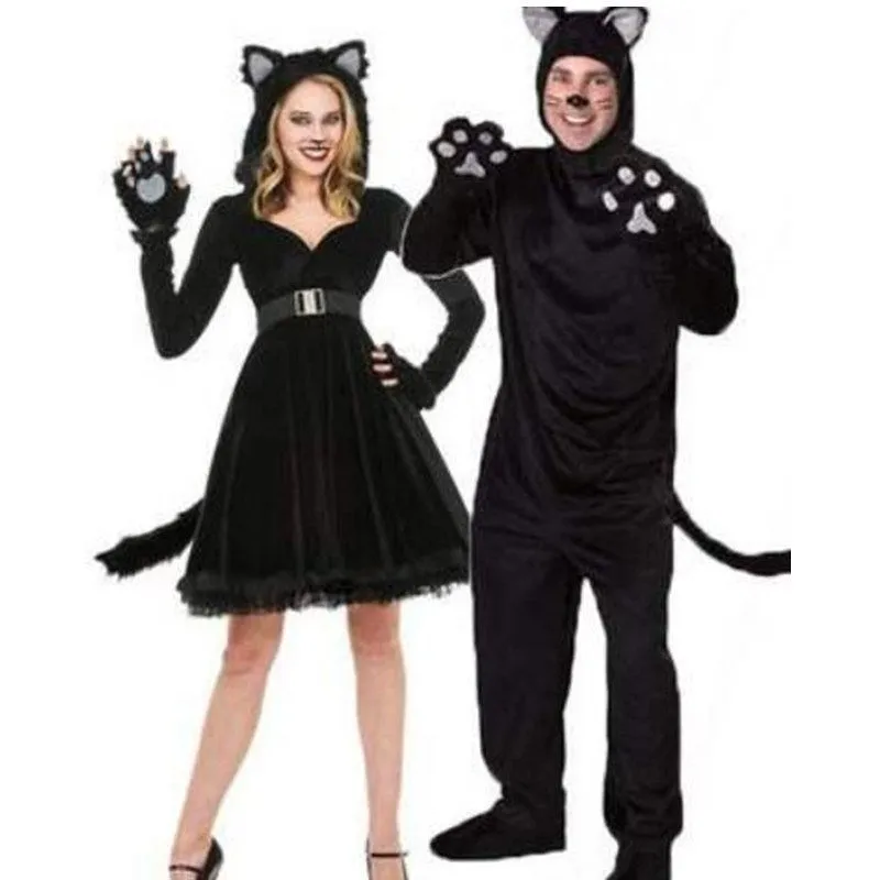 

Halloween Animal Costume Roleplay Men Women Lady Outfit Couple Black Bear Suit Costume Ethnic Stage Performance Wear