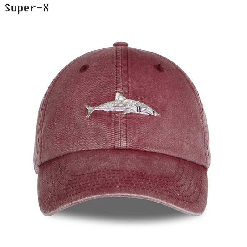 

Cute Shark Embroidery Baseball Cap Unisex Style Cotton Soft Men Caps Trucker Hats