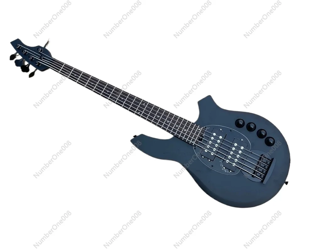 Flyoung 5 Strings Matte Black Electric Bass Guitar with OEM Logo,Humbucker Pickups,Offer Customize