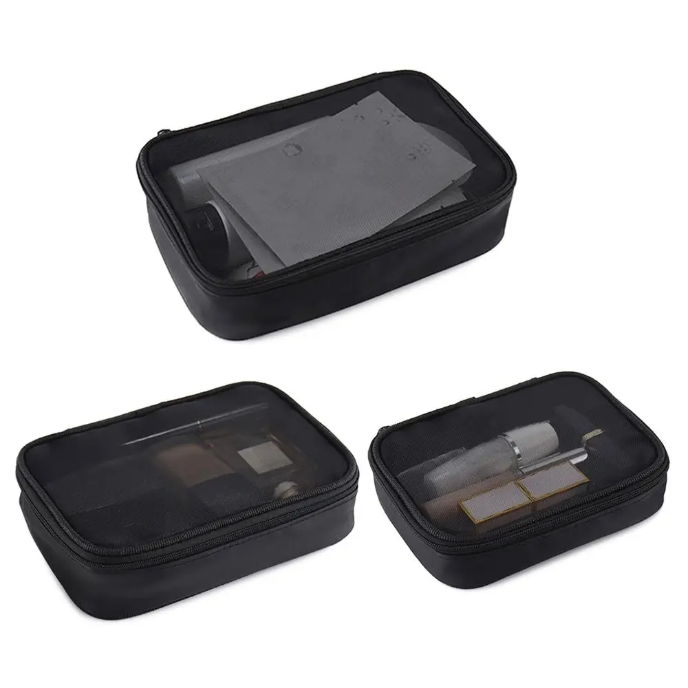 Portable Transparent Zipper Cosmetic Bag Makeup Bag Mesh Toiletry Bag