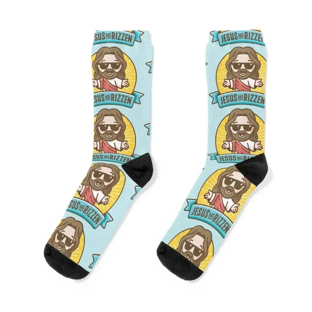 

Jesus Has Rizzen Funny Christian He Has Rizzen Cute Kawaii Christ Rizz Meme Socks retro hiking Mens Socks Women's