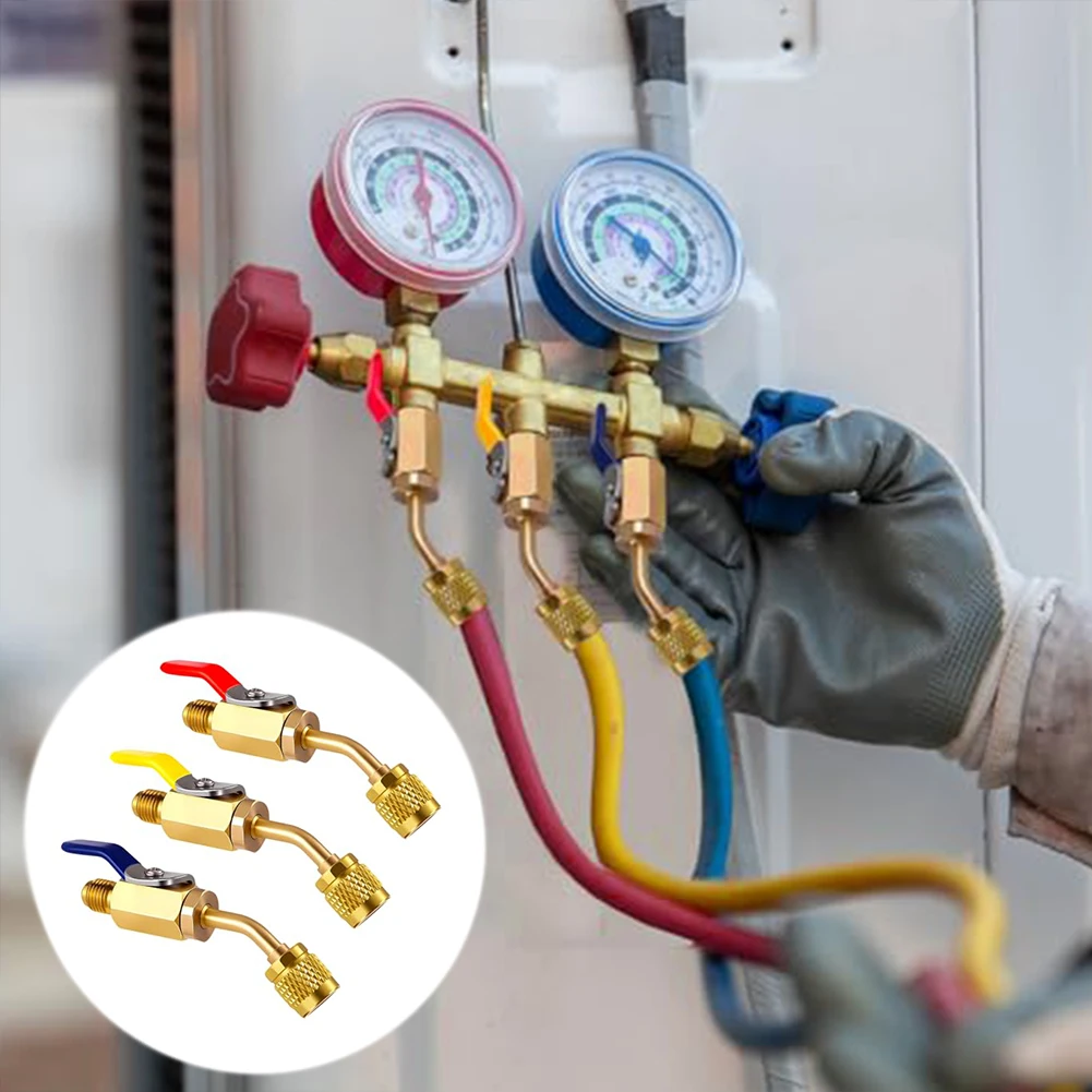 

R-454B R-32 Valve Adapter with 1/4 Female Flare and 1/4 Left-Hand Female Ball Valve for Professional HVAC Maintenance