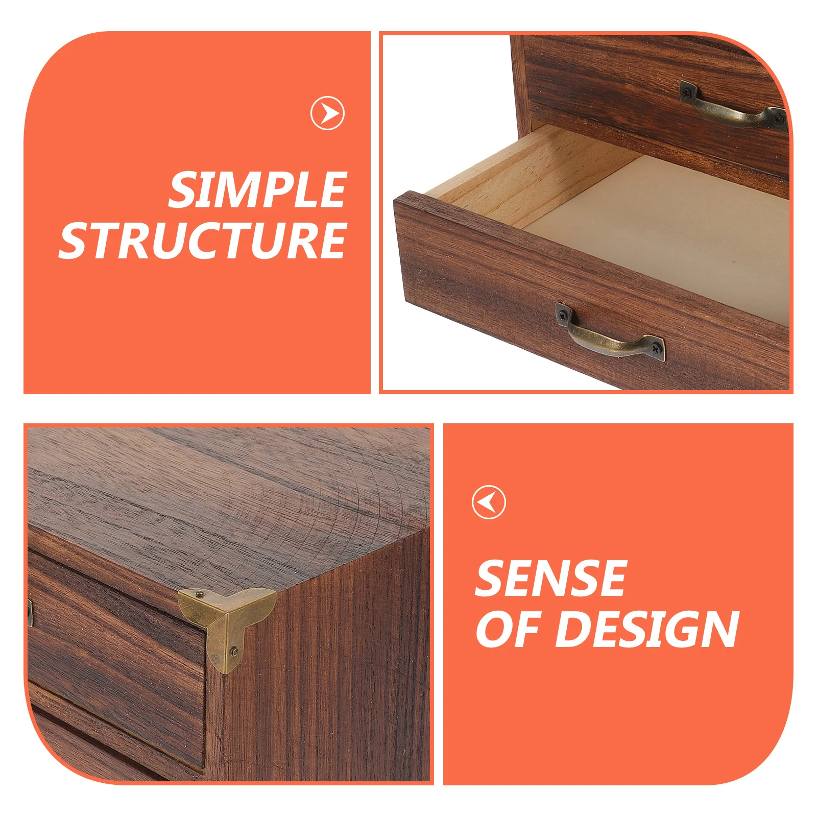 

1pc Wooden Drawer Box Desktop Storage Organizer For Office Supplies Makeup Jewelry Sundries Holder Vintage Style Tabletop