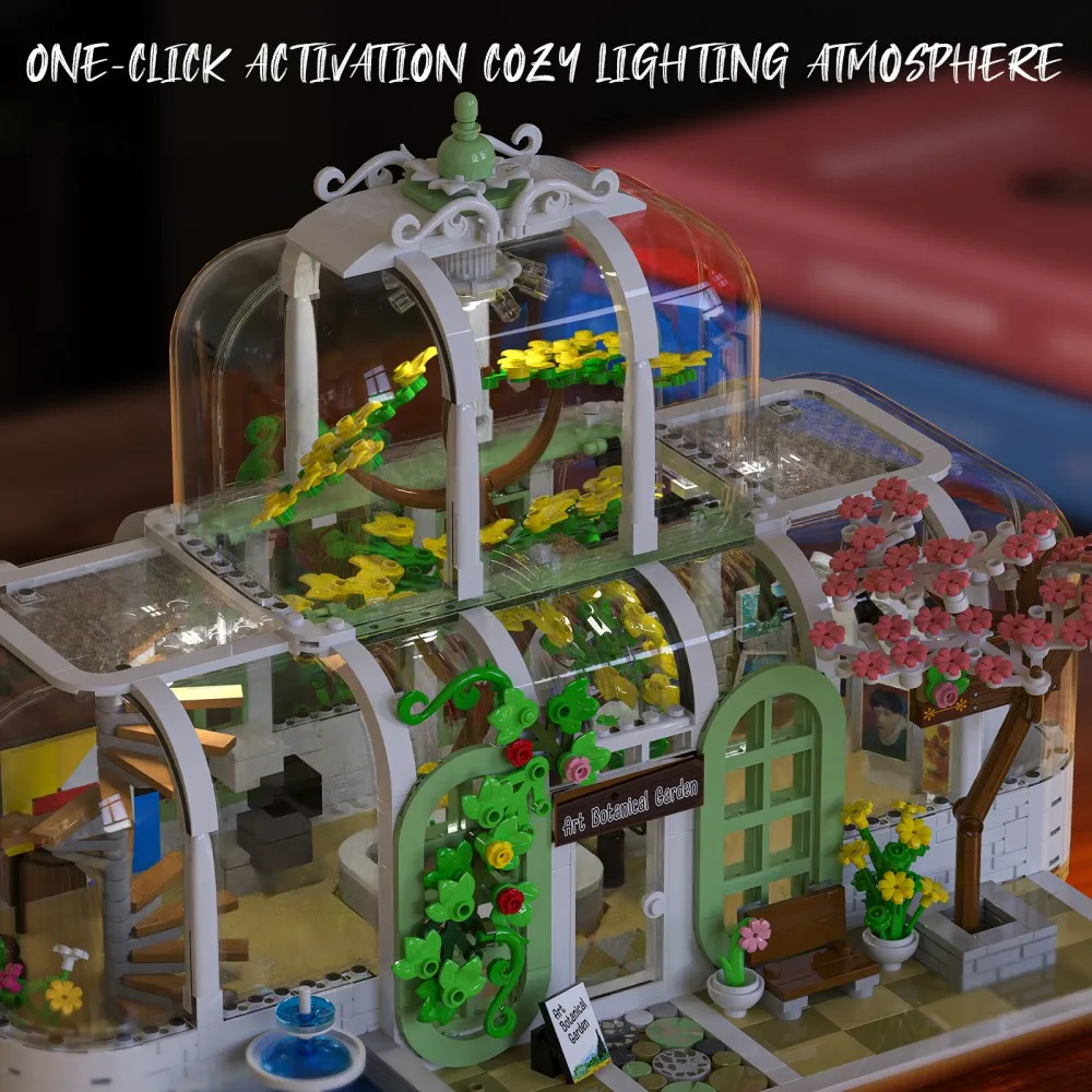1482PCS 크리스탈 클리어 플라워 하우스 빌딩 세트 - 투명한 벽돌로 만든 겨울 정원 모델, 평화로운 디스플레이 아트 및 DIY 선물