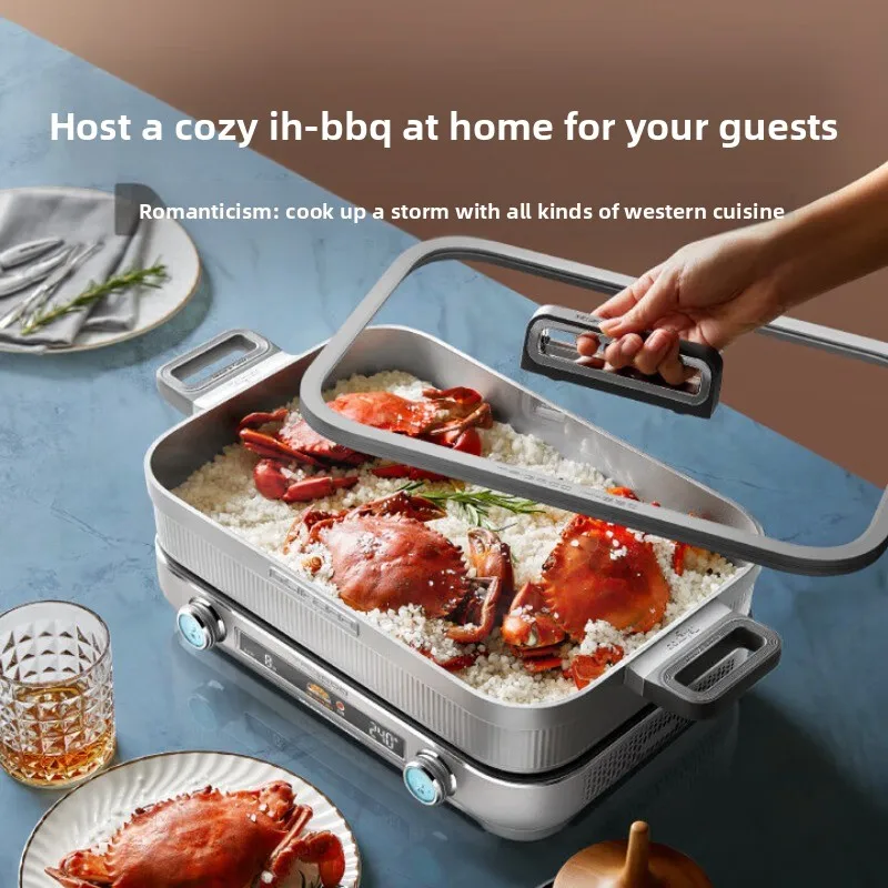 Multifunctional Cooking Pot Machine Electric Cooking Pot Barbecue Oven Electric Hot Pot Barbecue Pan Multipurpose