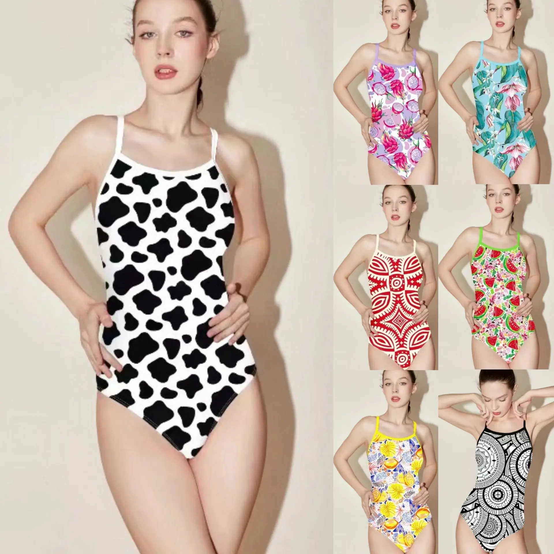 

2025 new swimsuit professional women's racing one-piece sports training triangle competitive swimsuit fashion hot spring swimsui