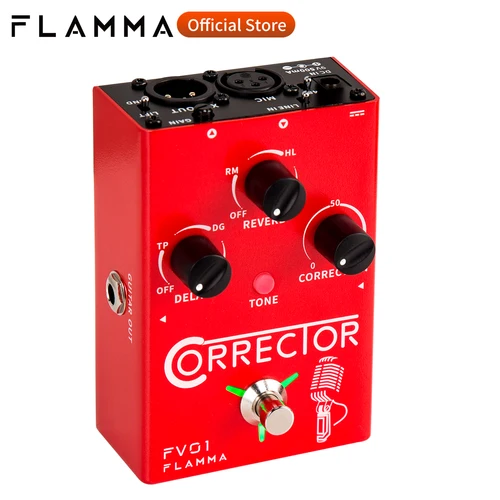 FLAMMA FV01 Procesador de efectos vocales Corrección de tono con efectos de reverberación de retardo para amplificador de micrófono Stompbox Guitar