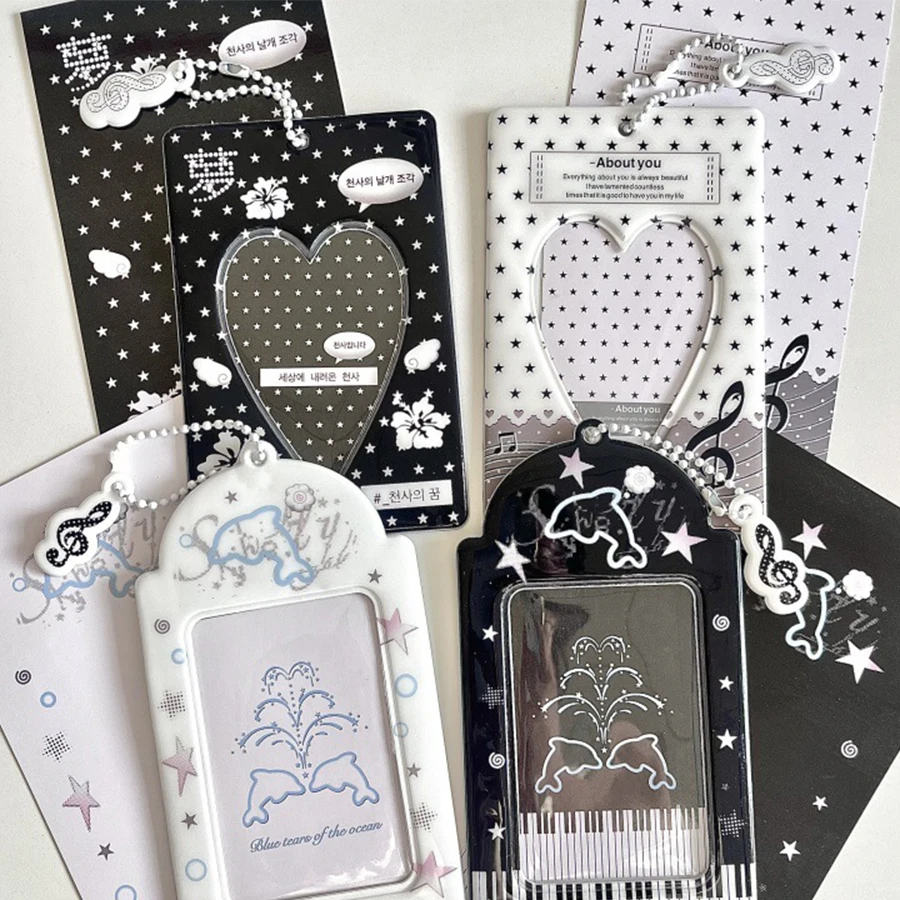 Kpop Photocard Holder Y2K PhotoCard Holder Kpop Charm Holders Kawaii Photo Card Keychain ID Bus Card Holders