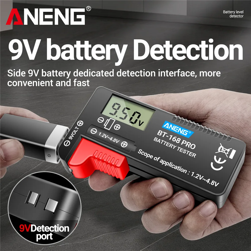 

Universal Battery Tester ANENG BT-168 PRO Capacity Checkered load analyzer Battery Digital Tester 9V/AAA/ AA Button Cell Tester