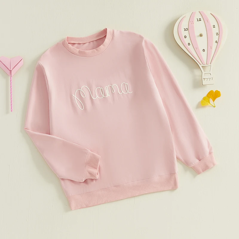 

Mommy and Me Matching Hoodies with Heart Embroidery Detail Cozy Crew Neck Pullovers for Family Long Sleeve Tops for Mother