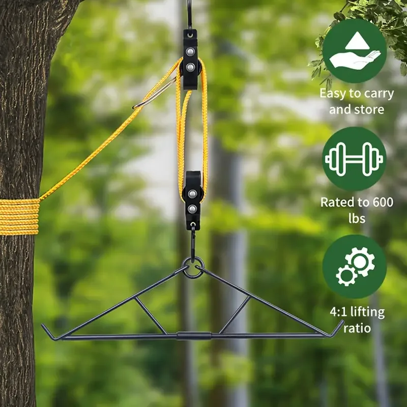 사슴 걸이 게임 스탠드 키트, 이중 도르래 시스템, 정육점 및 스키닝 사냥 액세서리 세트, 사냥 도구, 600LB 용량