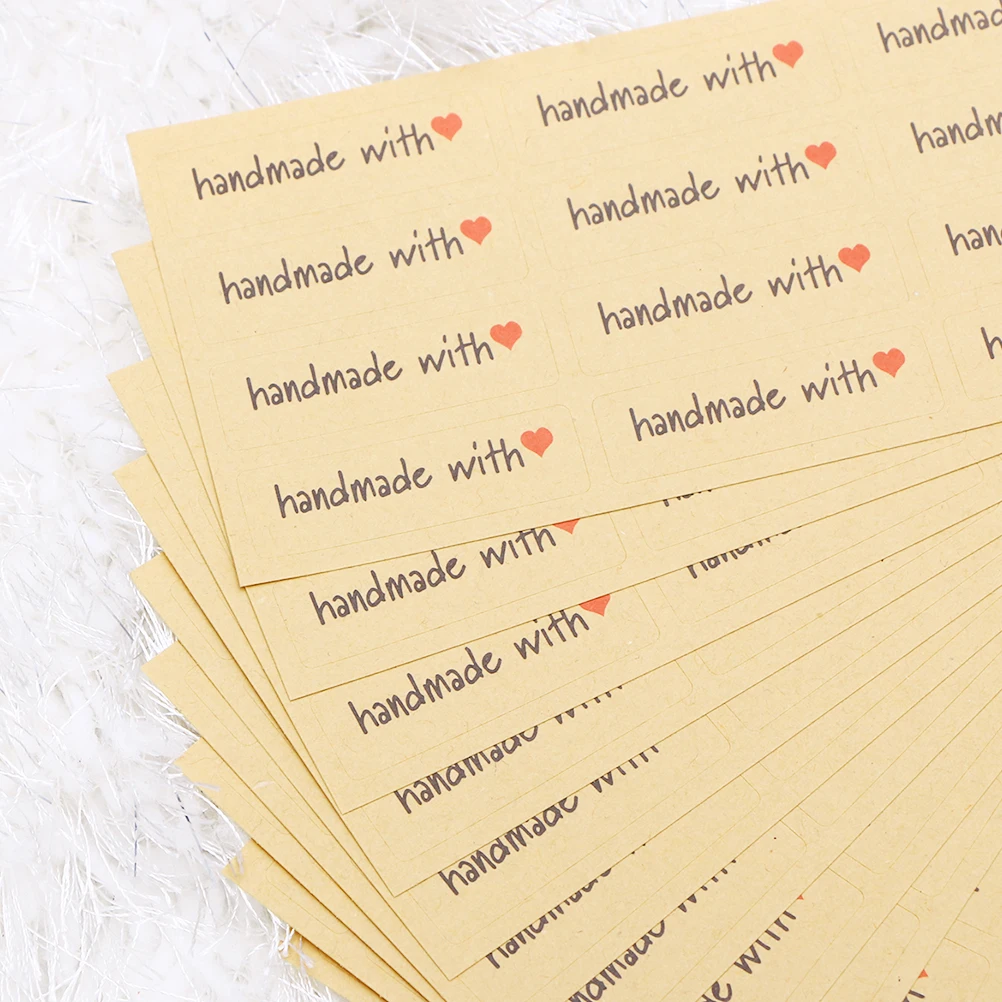 

360pcs Heart Shaped Kraft Paper Sealing Stickers Long Strip Design Party Decorative Decals For Valentine'S Day Gift Packaging