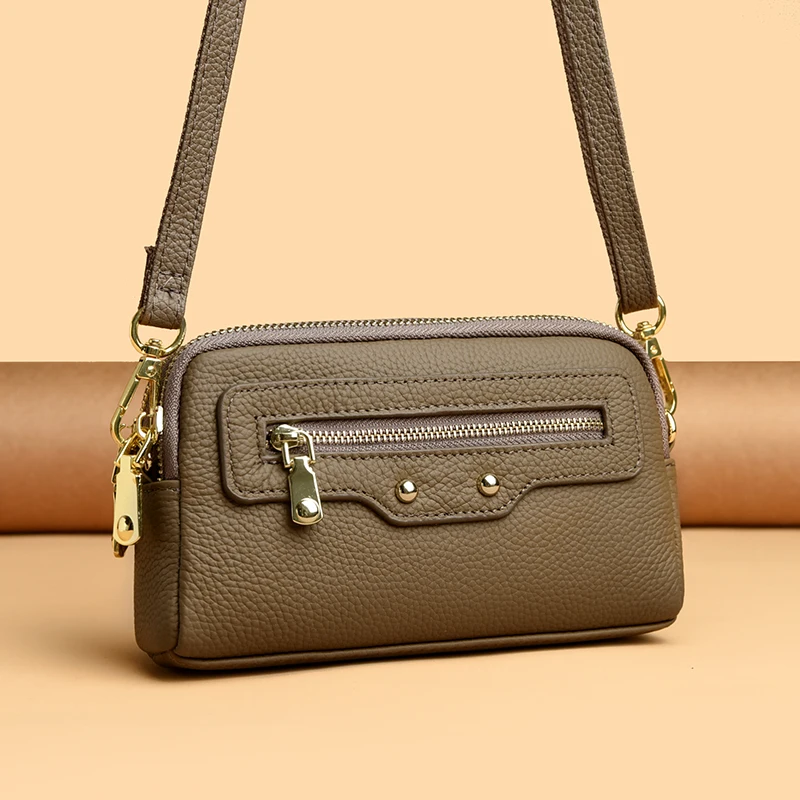 

Fashion Women Crossbody Bag 100% High Quality Genuine Leather Handbag Small Flap Bag Simple Lady Shoulder Purse Messenger Wallet