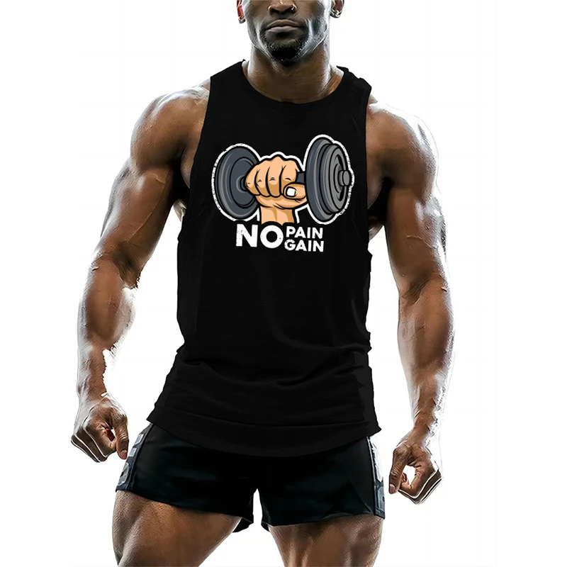 Fashion Dumbbell Graphic Tank Tops For Men Summer Trend 3D Printed Outdoor Sports Vest Loose Streetwear Gym Training Tees Tops