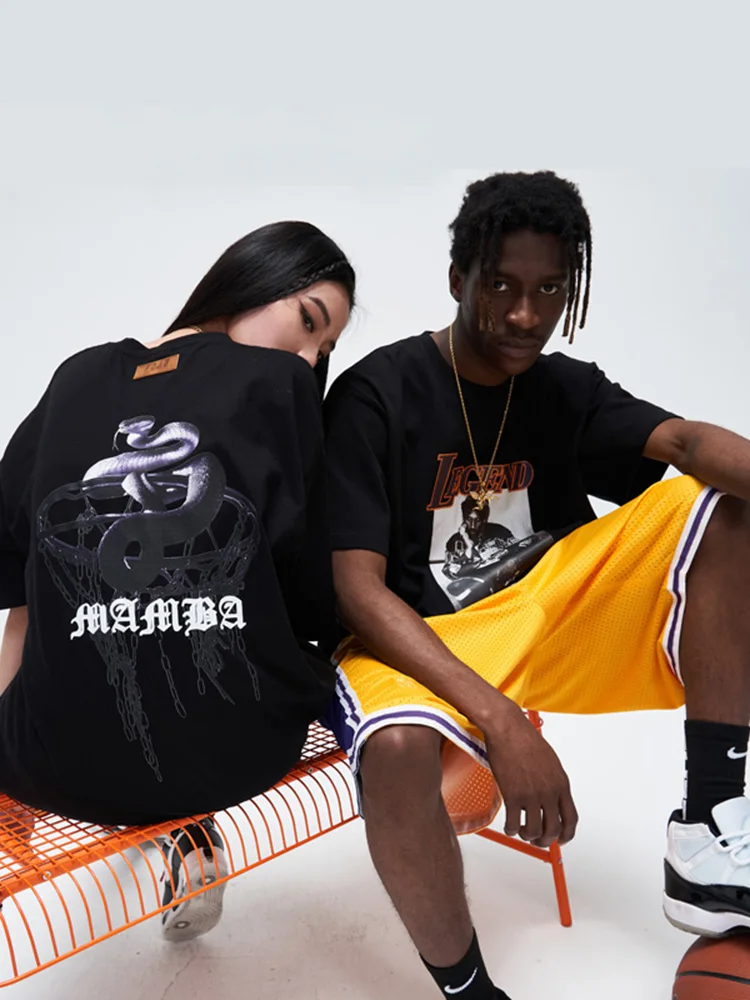 FOAG American printing heavy cotton short sleeve KOBE commemorates summer high street couple half sleeve T-shirt.