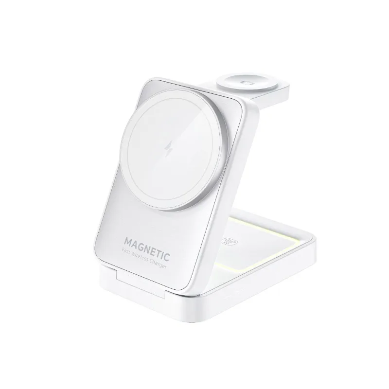 VIKEFON Faltbarer 3-in-1 magnetischer kabelloser Ladeständer für Magsafe iPhone 15 14 13 12 Apple Watch 2-8 Airpods Pro Schnellladestation 3