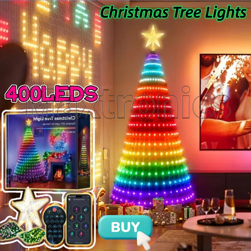 Hot1.8/2.1Meter 400 LEDs Smart Christmas Tree Lights with Remote Control 20 Lines Fairy Lamps for New Year/Halloween Party Decor