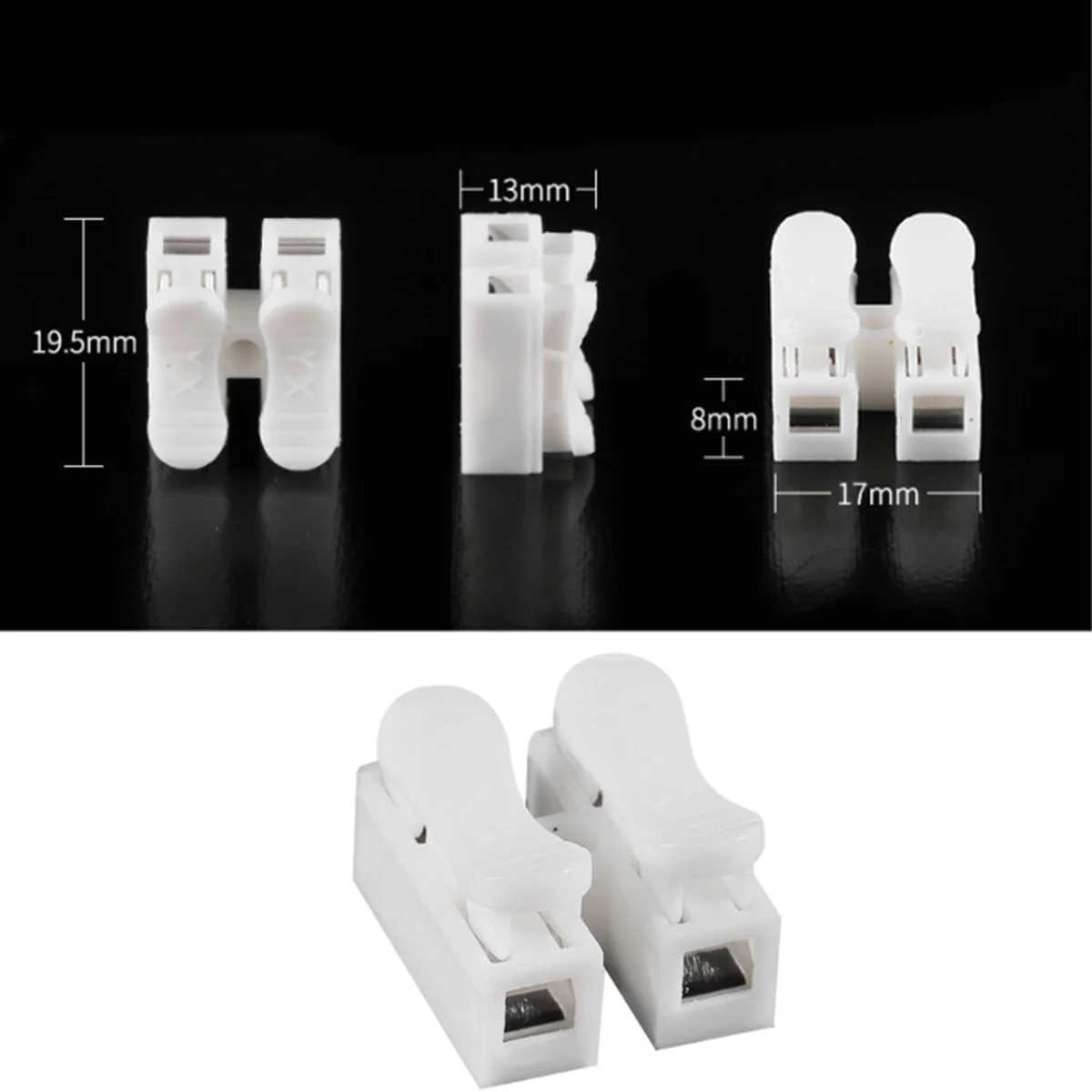 

3pcs 100W 380V -2 Wire Connector Terminal Block Spring Steel Core Flame Resistant Housing For Power Cable Lamp Machine Wiring