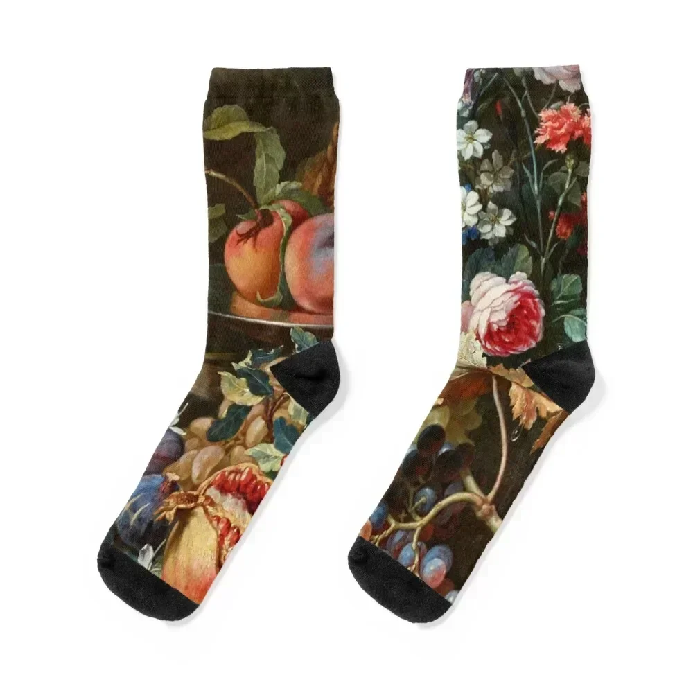 

Still Life with Fruit and Flowers Socks funny gifts Stockings man anti-slip floral Luxury Woman Socks Men's