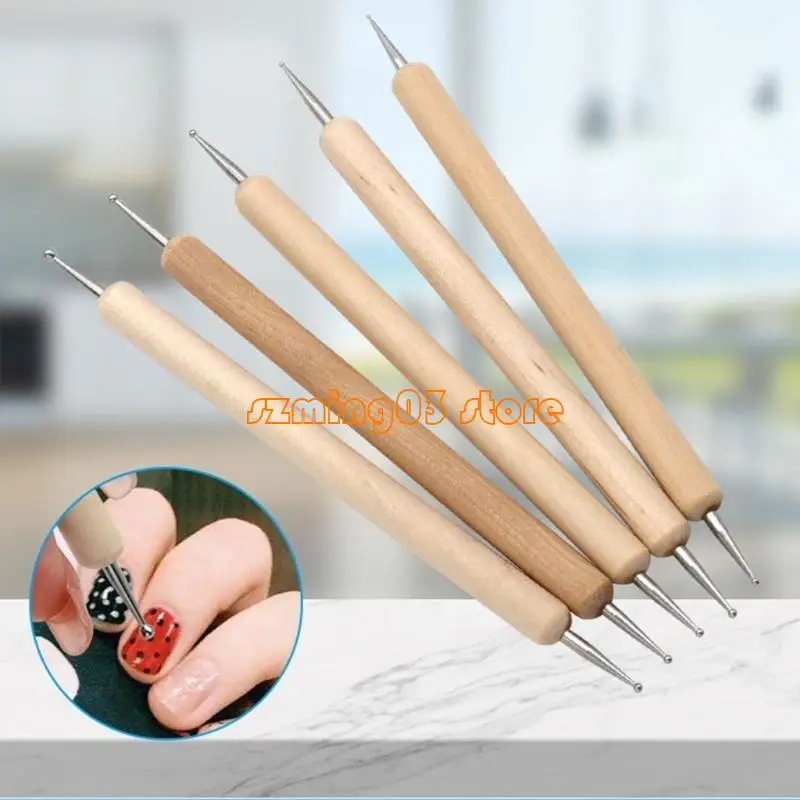 H9EC 5 PCs Nagelkunststift Doting Stift Keramikwerkzeug Ton -Skulptions -Modellierungswerkzeug