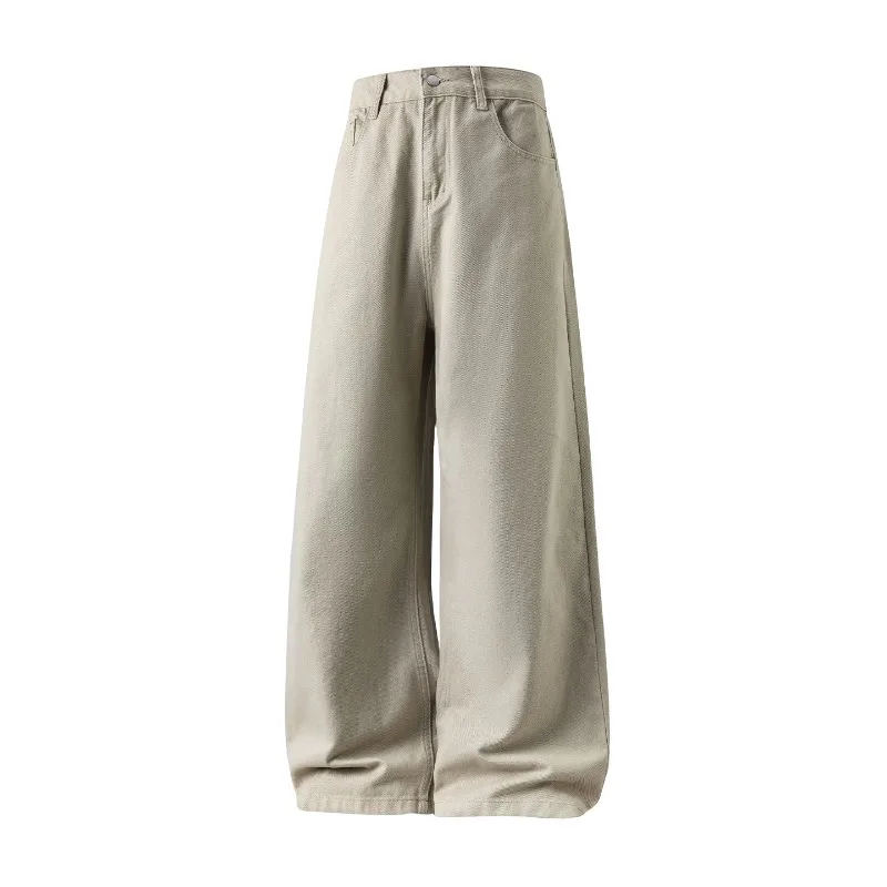 Men's Casual Pants Twill Slightly Wide Loose Straight Cotton Semi-elastic Trendy Brand Retro Long Trousers Fashion Bottoms