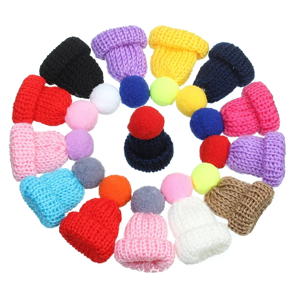 10-50 sztuk Mini Pompon kapelusze Handmade małe DIY Craft Supplie nakrycia głowy broszka szydełka zabawki wystrój akcesoria do biżuterii małe czapki