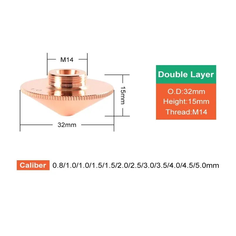 Raytools Laser Nozzle Dia32 M14mm BM111 BM110 BT240S BM114 Laser Head Nozzle for Fiber Laser Machine Cutting Nozzle