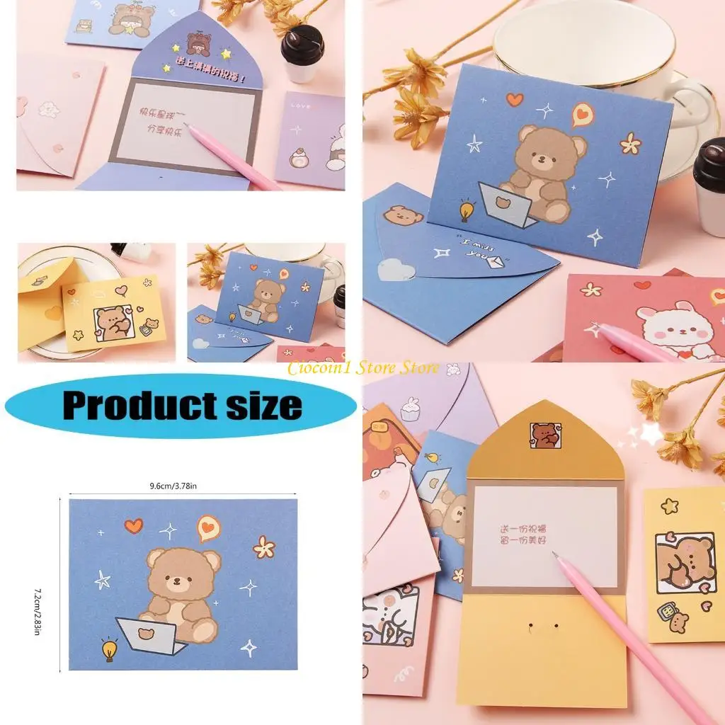 a3pc素敵なベアグリーティングカード漫画動物グリーティングカードエンベロープポストカードフェスティバルカード