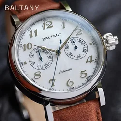 2024 Baltany Retro Dress S6048 Automatic Mechanical man's Wristwatch 9122 Stainless Steel Leather Multifunction watches for men