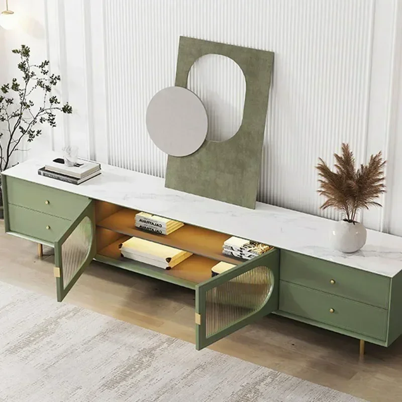 Classic Wood Green Cabinet for Living Room Non-Slip Feet Smooth Surface Modern Design Sturdy Construction Scratch Resistant