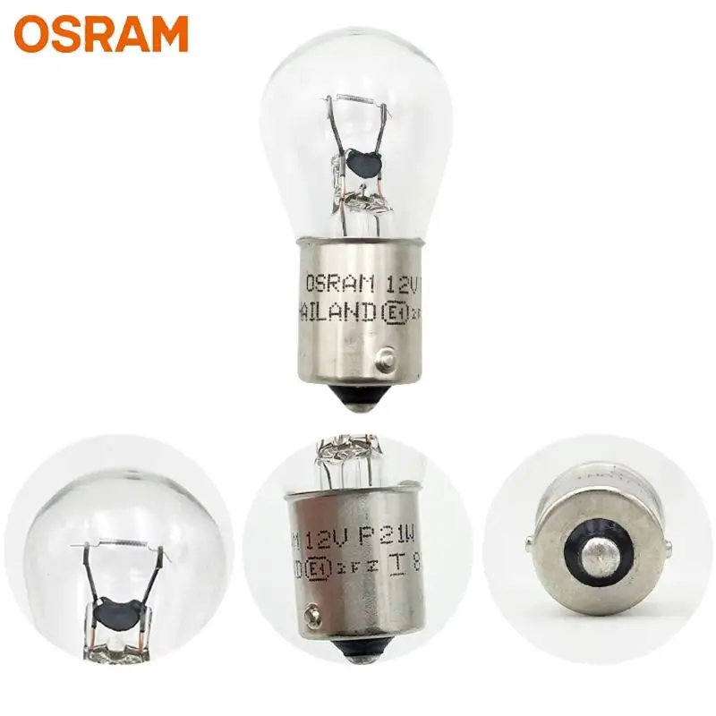 OSRAM Original P21W 12V 21W S25 7506 BA15s 1156 Car Turn Signal Halogen Light OEM Original Line Metal Bases Turn Signal Lamp 2X