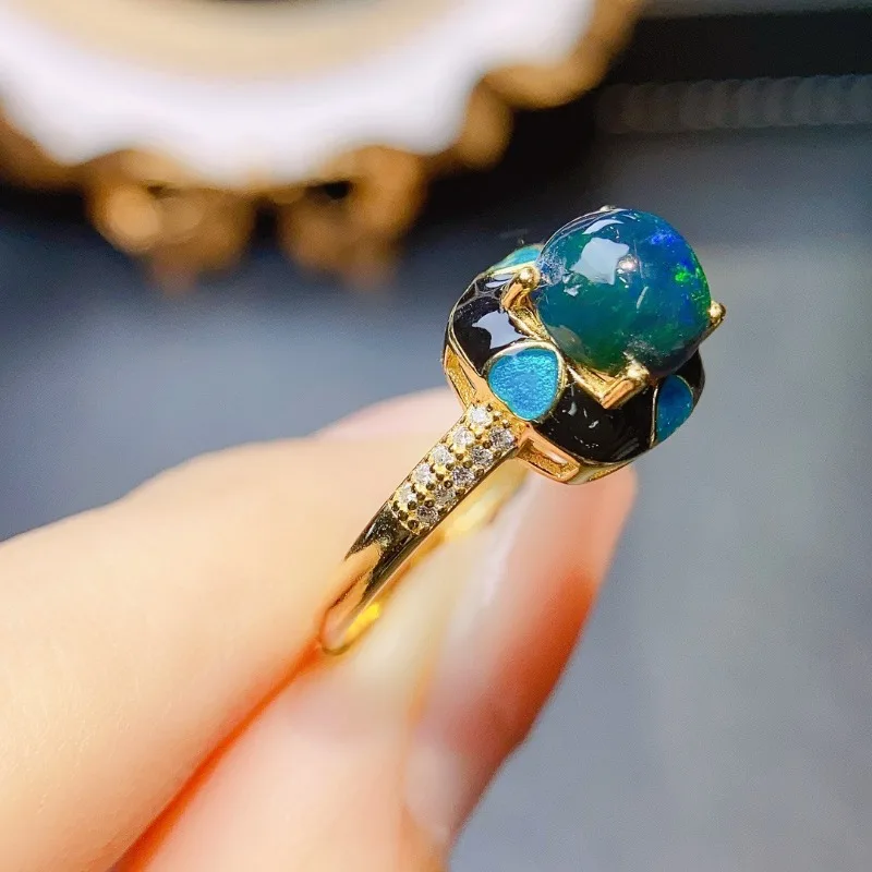 SACE GEMS Fashion 925 Sterling Silver 7*7mm Natual Opal Luxury Rings for Women Created Wedding Engagement Party Fine Jewelry