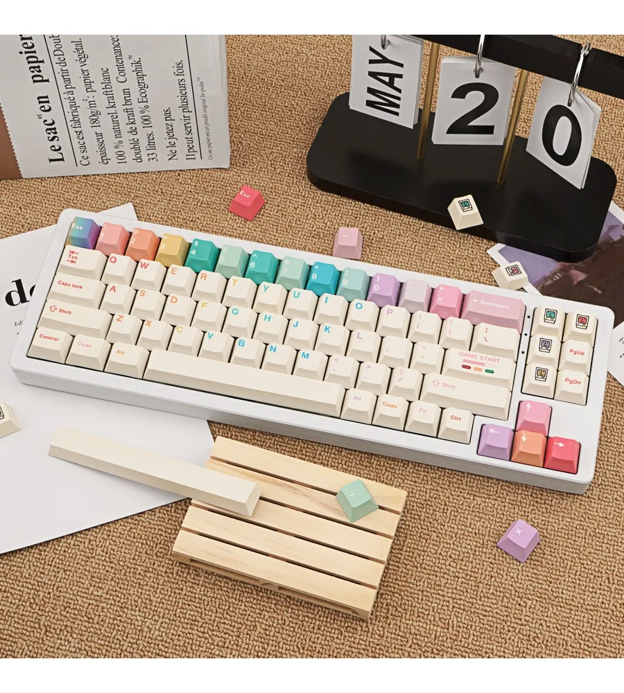 Sublimation customized mechanical keyboard keycaps Macaron color scheme Macaron keycaps Original PBT full five sides
