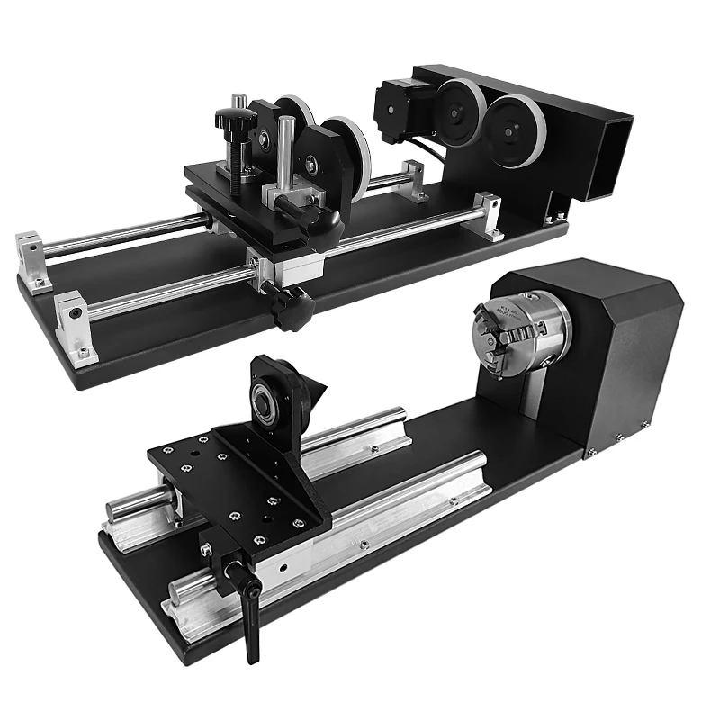 Aluminum Alloy 380V/220V Rotary Engraving Attachment with Chuck & Stepper Motor for Laser Engraver