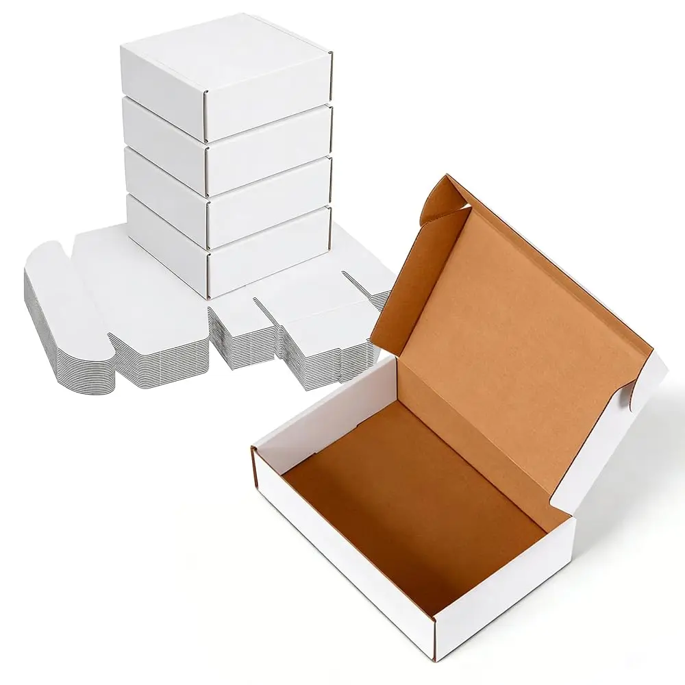 

Набор из 25 белых гофрированных картонных коробок для отправки почты, упаковки, переезда и хранения, размер 10x7x3 дюйма.