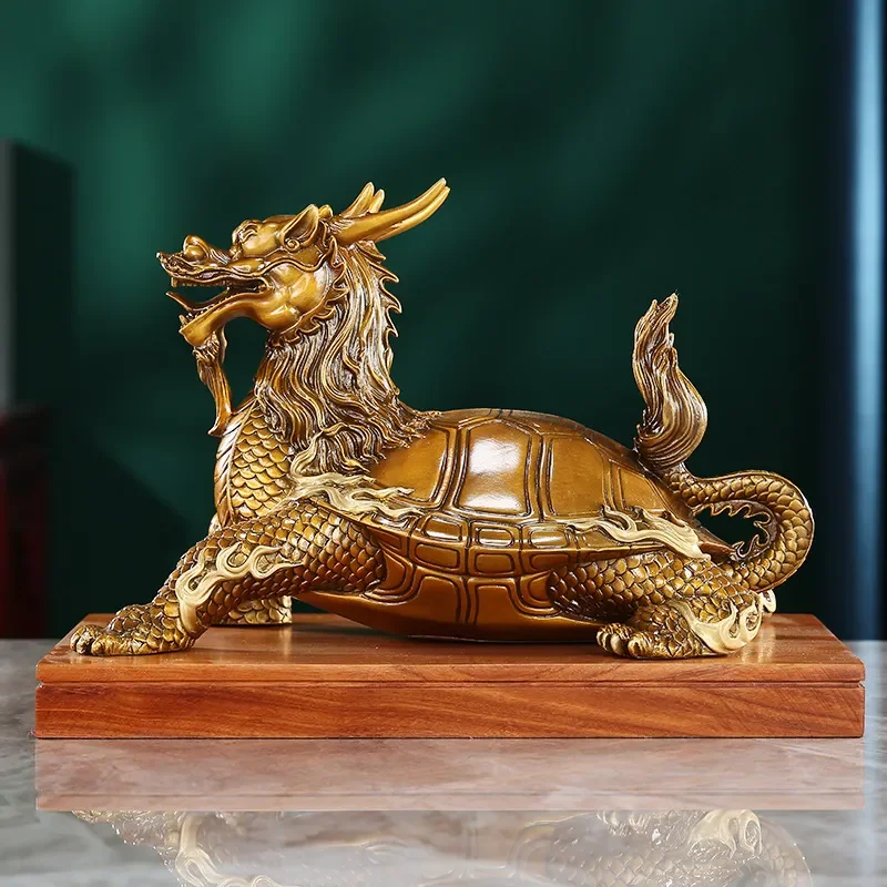 Brass dragon turtle ornament living room office home faucet turtle decoration copper handicraft opening gift