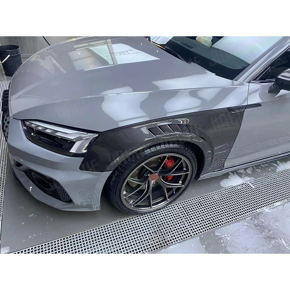 

2Pcs Carbon Fiber Front Fender Vent Fin Gill Trim Cover For Audi A5 S5 Car Bodykit Trim Strip FRP Black 2017 2018 2019 2020