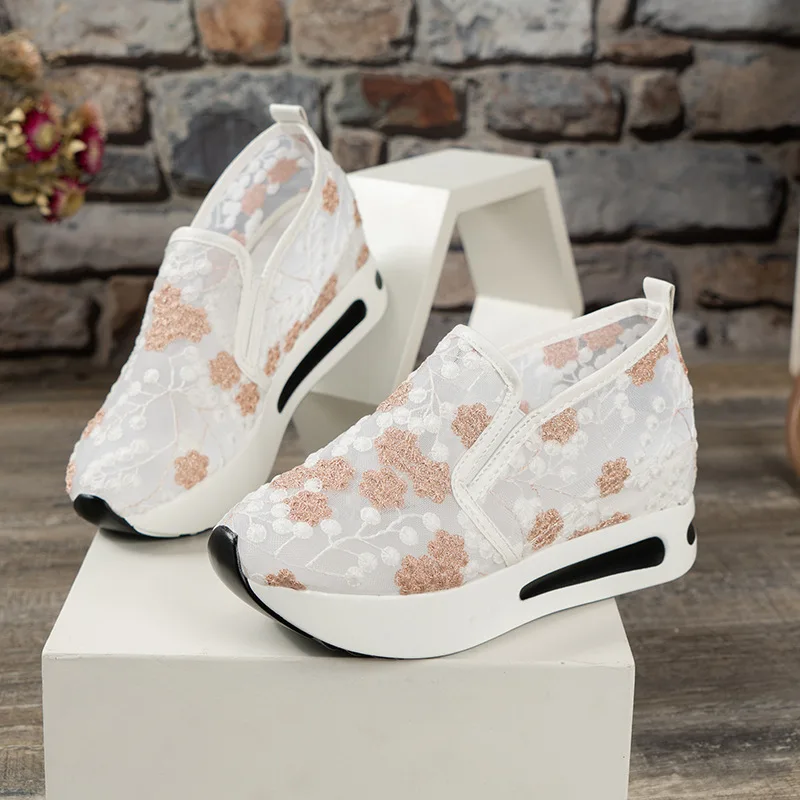 Lace Flats Platform Women Sport Shoes Mesh Breathable Sneakers Summer New Casual Sandals Running Beach Rocking Dance Shoes view 6